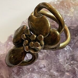 Mid-Century 60's Brutalist Hand Made Abstract Freeform Bronze Ring Size 6.5